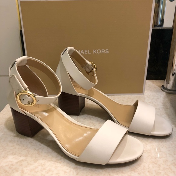 Michael Kors | Shoes | Michael Kors White Block Heel Sandal Shoes | Poshmark